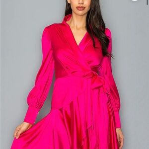 Elegant Fuchsia Wrap Dress
